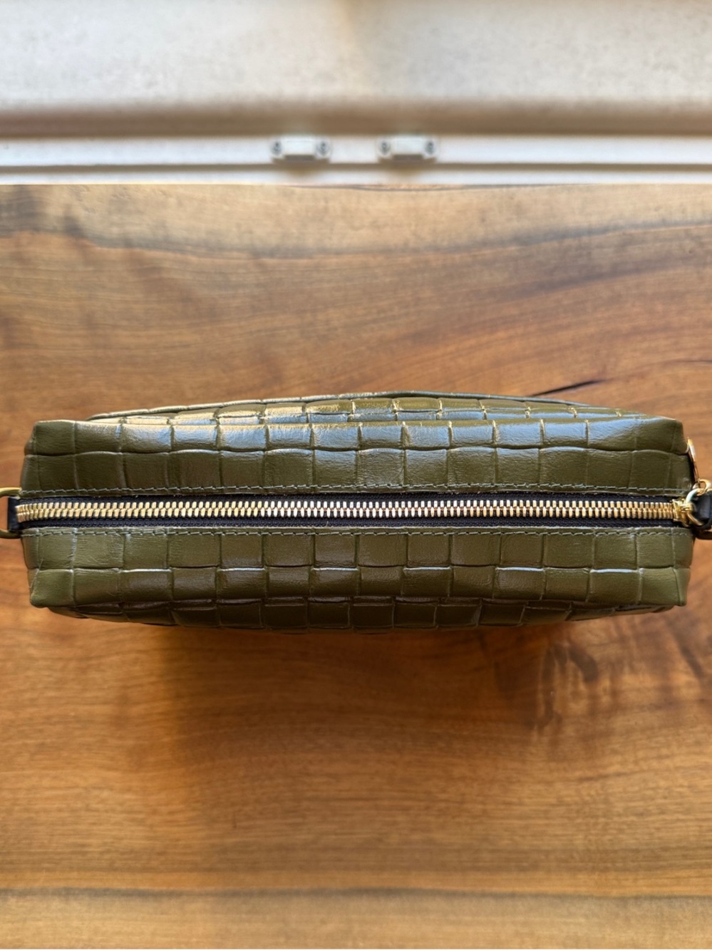 CLARE V. Marisol in Olive Green Woven Embossed Leather - Picture 3 of 9